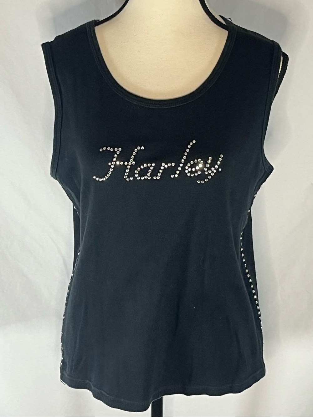 Harley-Davidson Stillwater, OK Women's Black Rhinestone Sleeveless Tank Top XL